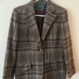 Lauren Ralph Lauren Women's Brown Plaid Blazer